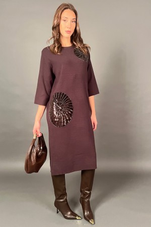 Robe de tournesol longue longue avec inserts de paillettes