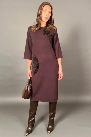 Long model sunflower dress with sequin inserts