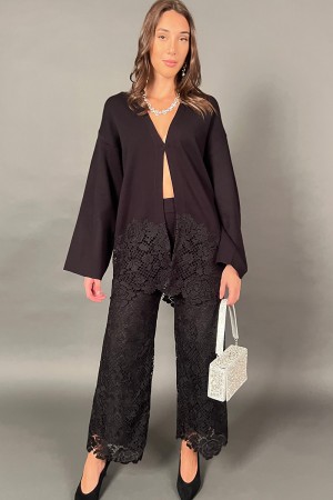 Coordinated floreal with embroidered lace inserts and trousers