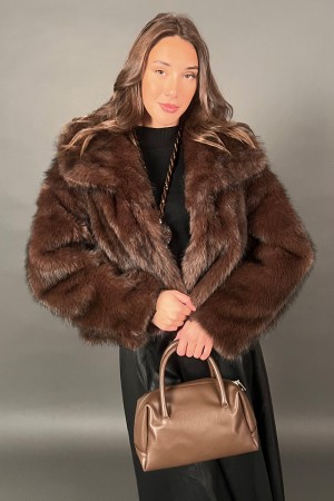 Chaqueta Missy en cuero ecológico eco-cuero reversible