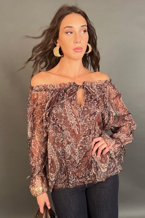 Blusa Leila con fantasia chemisier  Blusa Leila con fantasia chemisier  Blusa Leila con fantasia chemisier