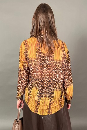 Jessy Shirt à Animalier Fantasy et Bottoncini Gioiello Gold Frontali