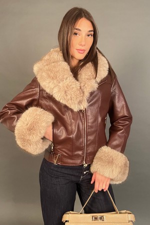 Chaqueta Selena Nail Faux Cuero con piel y acolchado