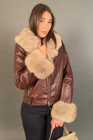 Cuisson Faux de faux de veste Selena avec fourrure et rembourrage