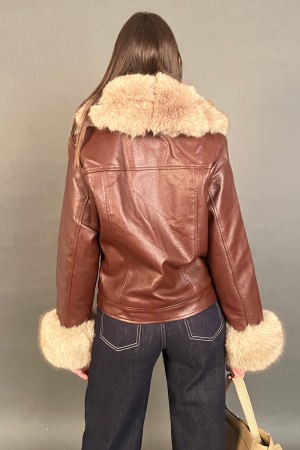 Chaqueta Selena Nail Faux Cuero con piel y acolchado