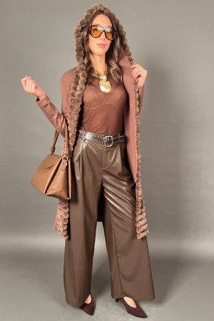 Benny Long Cardigan mit Ecopell-Borders und Kapuze