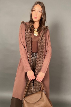 Benny Long Cardigan con fronteras y campana ECOPELL
