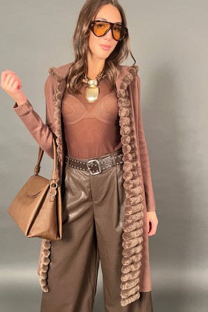 Benny Long Cardigan mit Ecopell-Borders und Kapuze