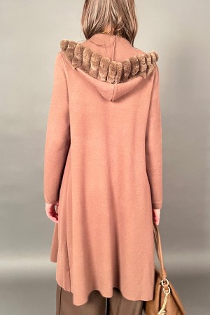 Benny Long Cardigan con fronteras y campana ECOPELL