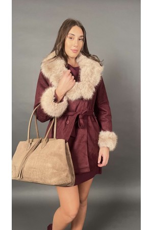 Sesenta chaqueta de doble pecho en el patrón de zanjas Ecocamoscusio con molling ecológico en el cuello y puños extraíbles
