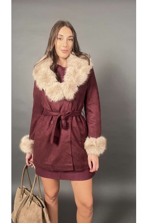 Sesenta chaqueta de doble pecho en el patrón de zanjas Ecocamoscusio con molling ecológico en el cuello y puños extraíbles