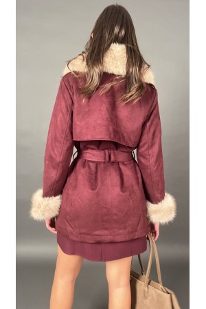 Sixty double-breasted jacket in ecoCamoscuscio trench pattern with eco-molling on the neck and removable cuffs